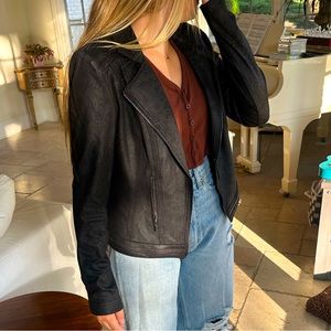 BLACK WOMENS FAUX LEATHER JACKET